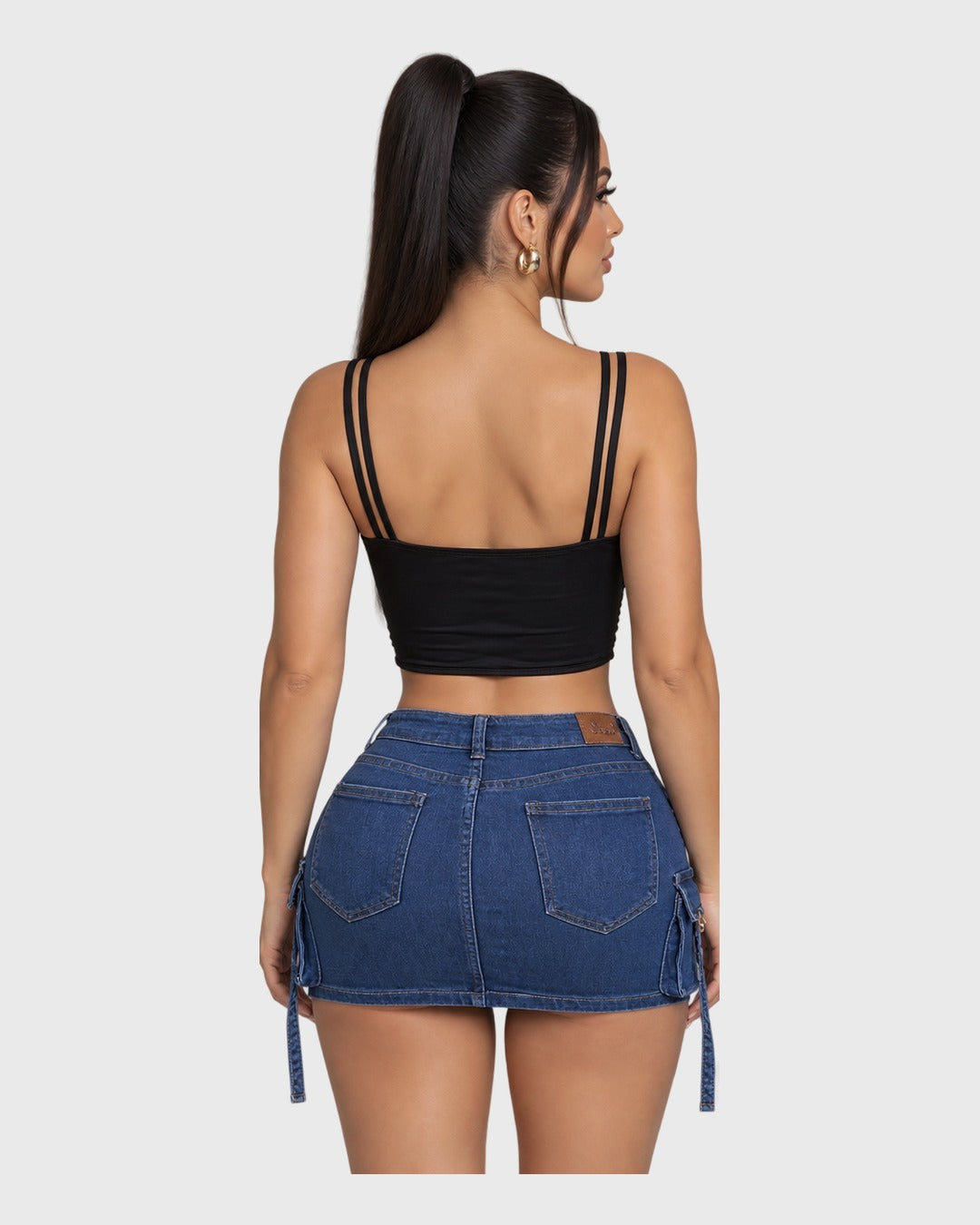 Perfectly Crop Top Negro para mujer - vista posterior