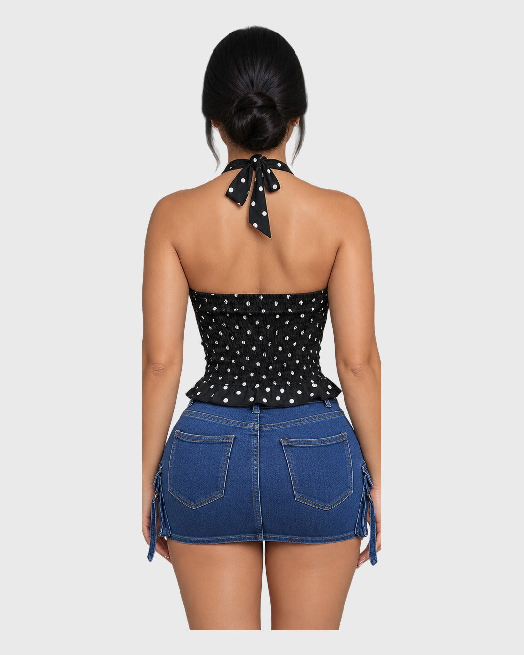 Polka Dots Top Negro para mujer - vista posterior
