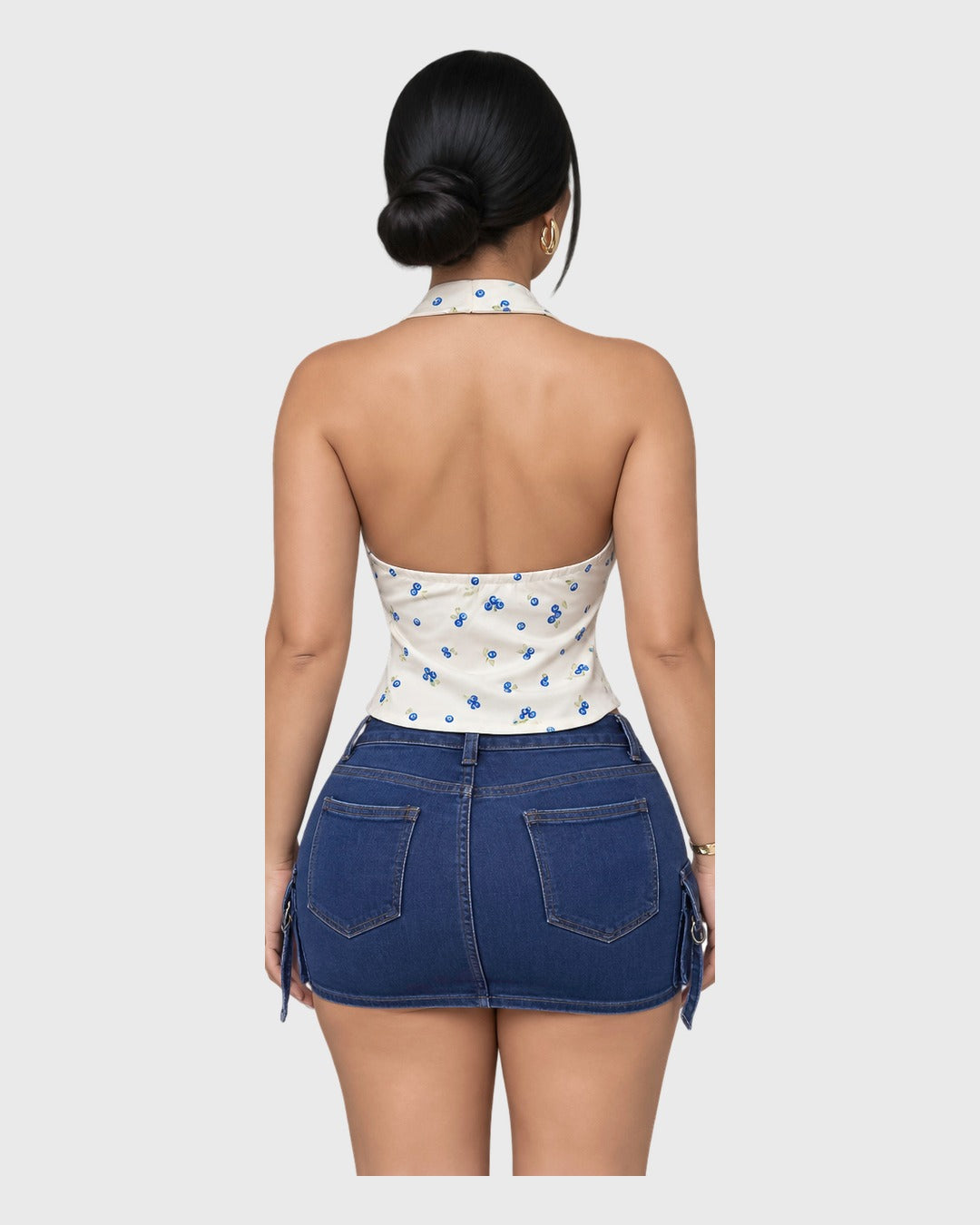 Blueberry Top Blanco para mujer - vista posterior