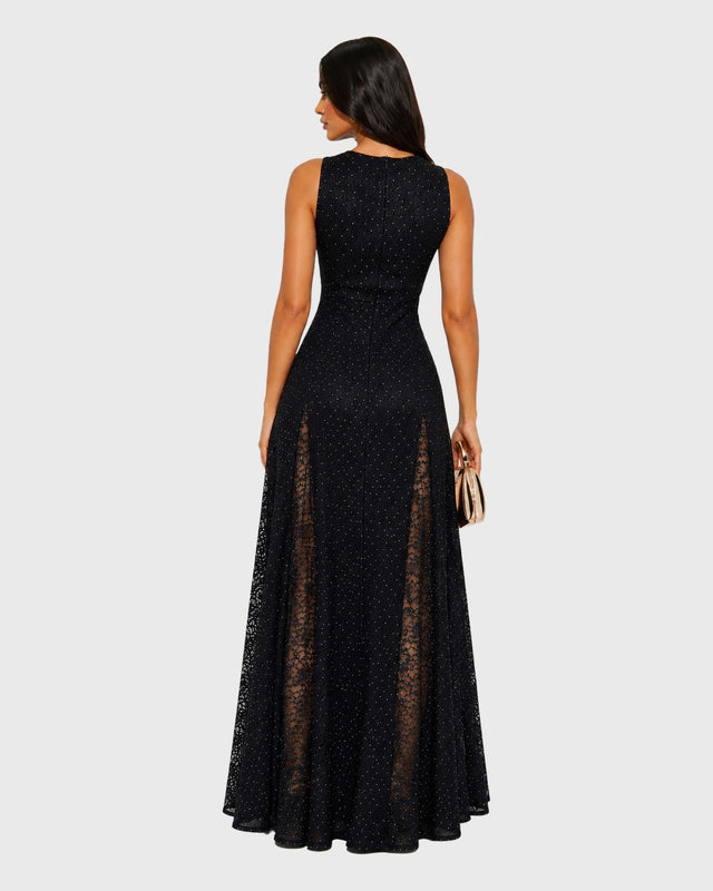 MIDNIGHT LACE MAXI DRESS - vista posterior