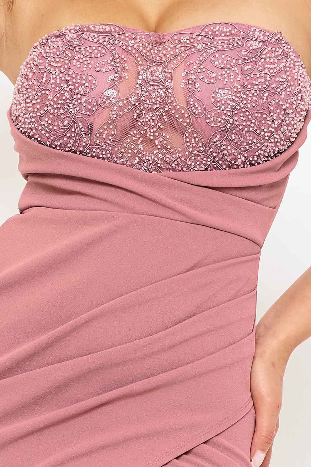 Vestido de Gala Glam - Rosa Palo