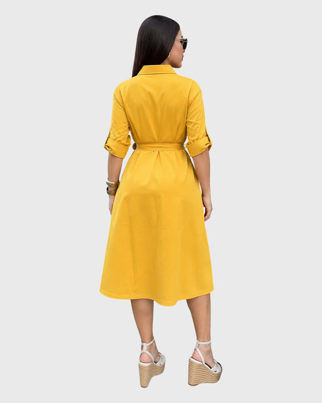 GOLDEN SUNRISE MIDI DRESS - vista posterior