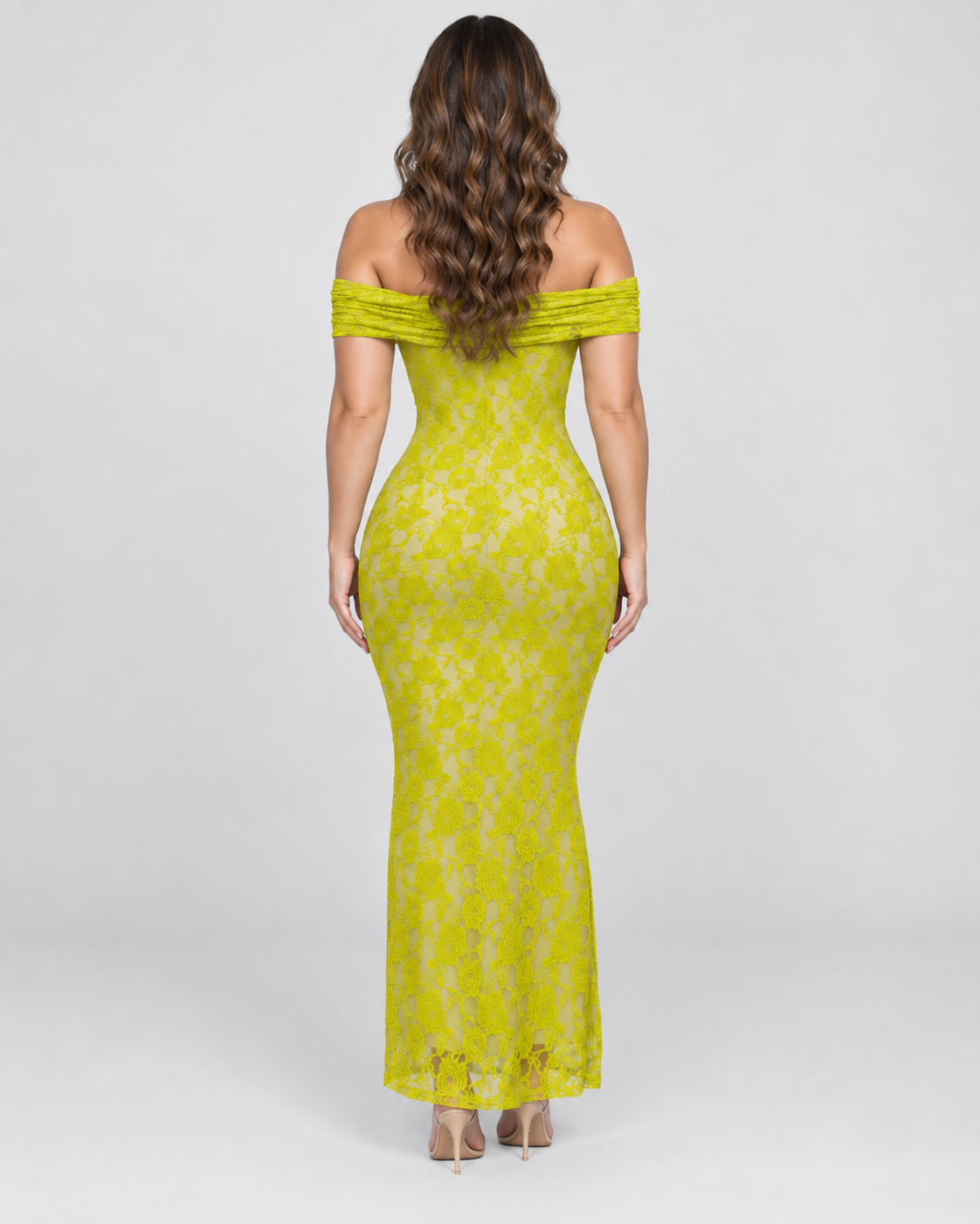 Vestido largo Citron Lace - Verde lima - Vista lateral
