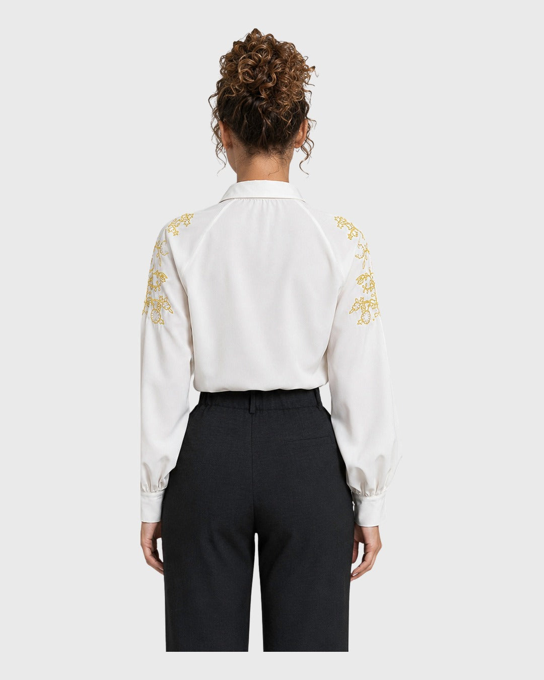 Gilded Bloom Shirt Blanco para mujer - vista posterior