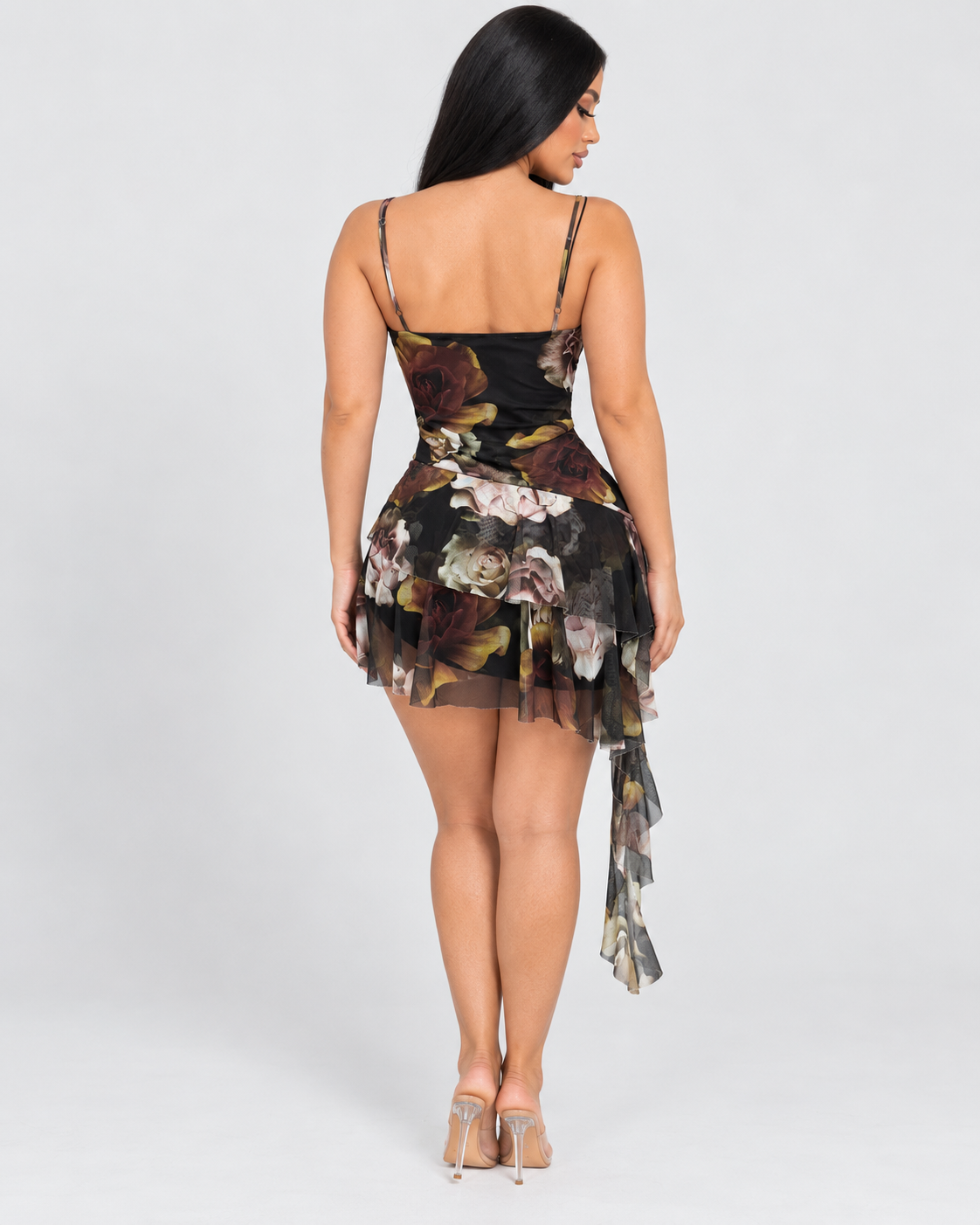 Vestido Corto Noir Garden - Negro Floral