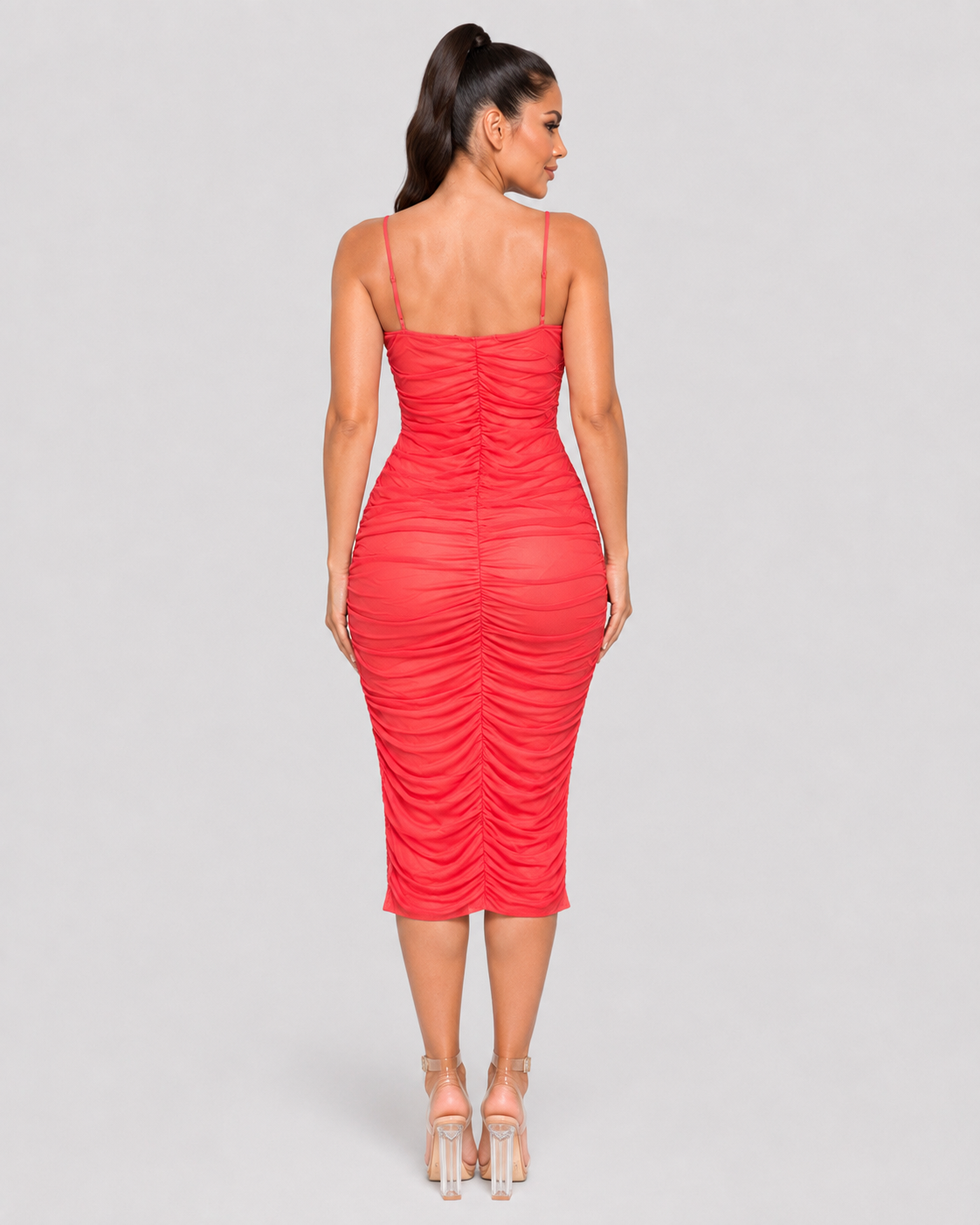 MADE YOU LOOK RUCHED MIDI DRESS