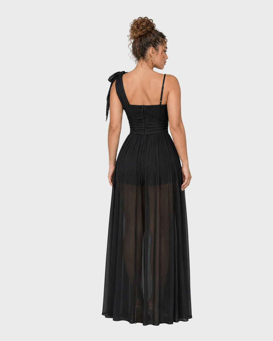GRAND ENTRANCE CHIFFON ROMPER - BLACK