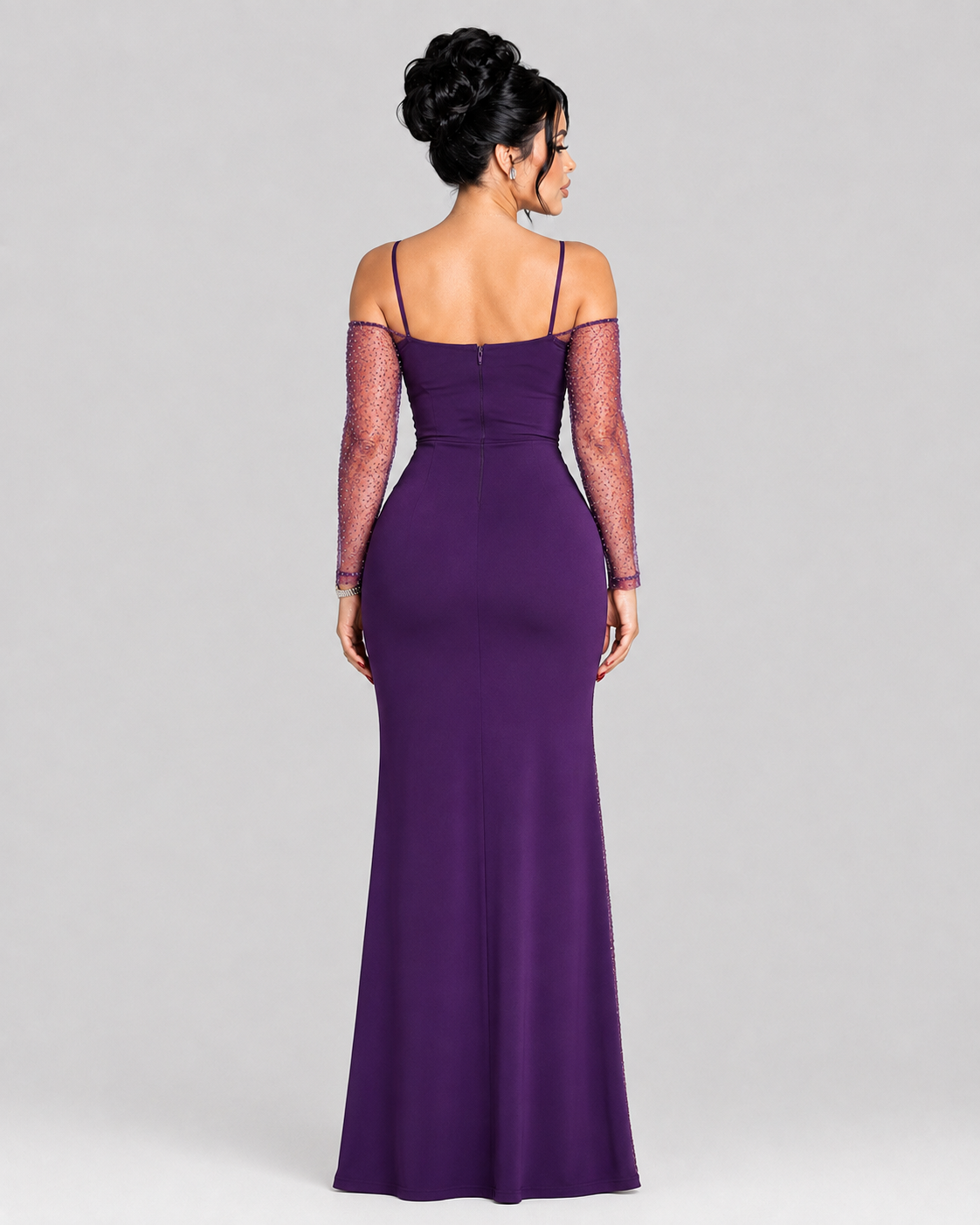 VIOLET BEADED - MORADO VESTIDO DE GALA