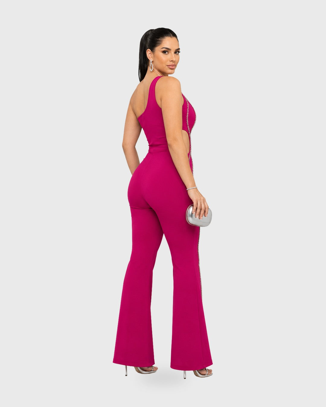 ONE-SHOULDER JUMPSUIT Magenta - vista posterior
