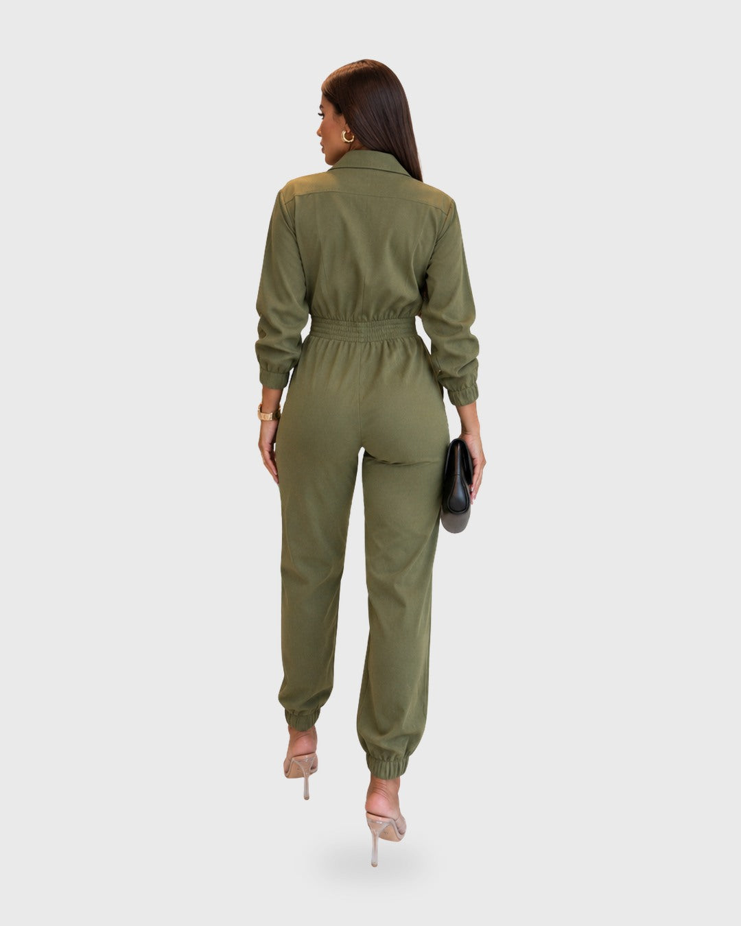 PURE MOTION JUMPSUIT Verde Oliva - vista posterior