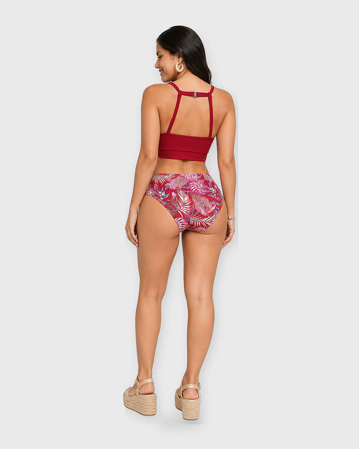 RED HIBISCUS SPORT BIKINI SET - vista trasera