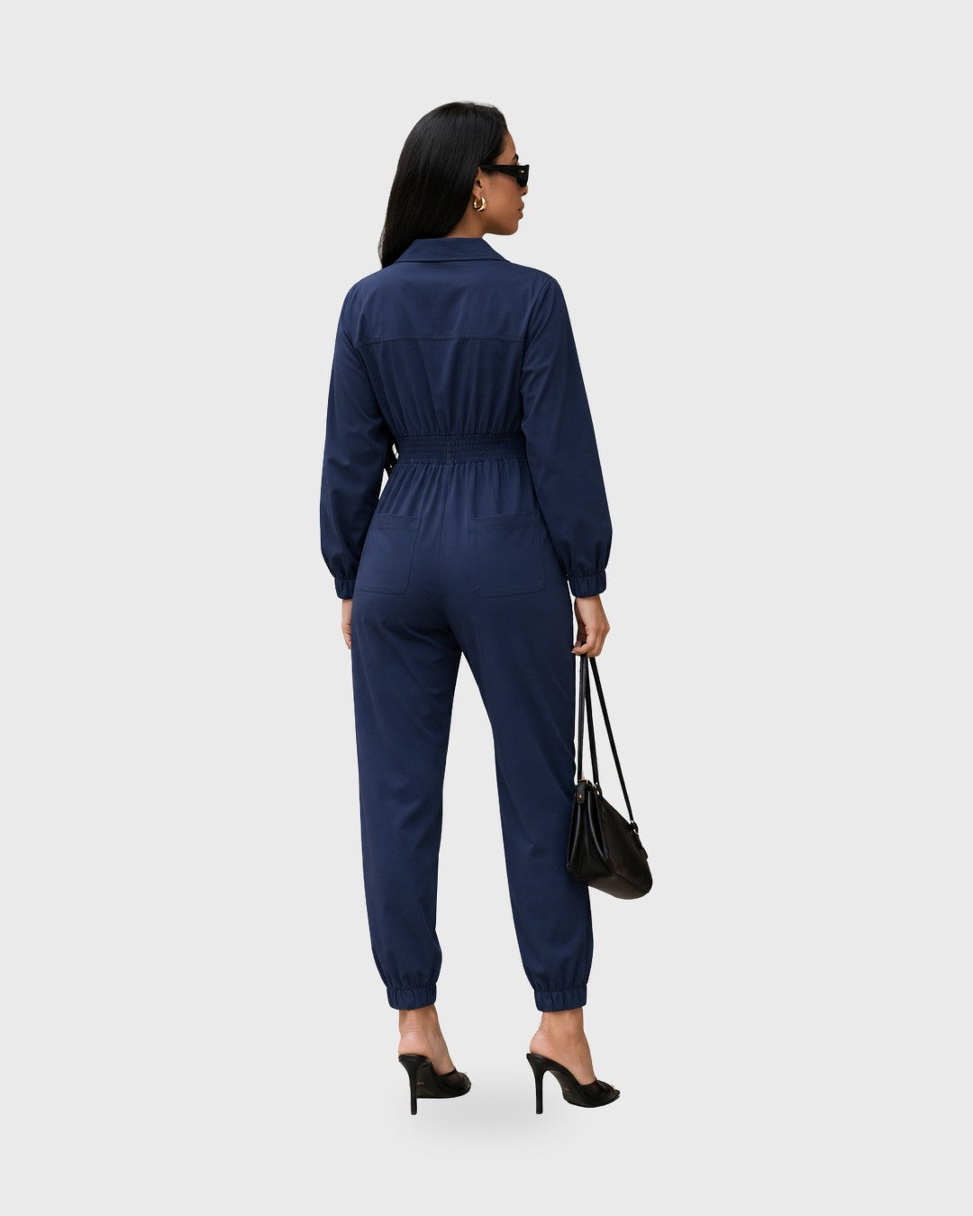 WARM LINE JUMPSUIT Azul Marino - vista posterior