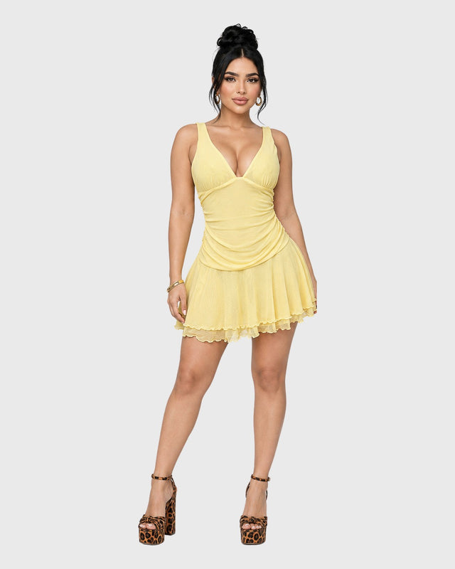 ROMANCE RUFFLE MINI DRESS - vista frontal