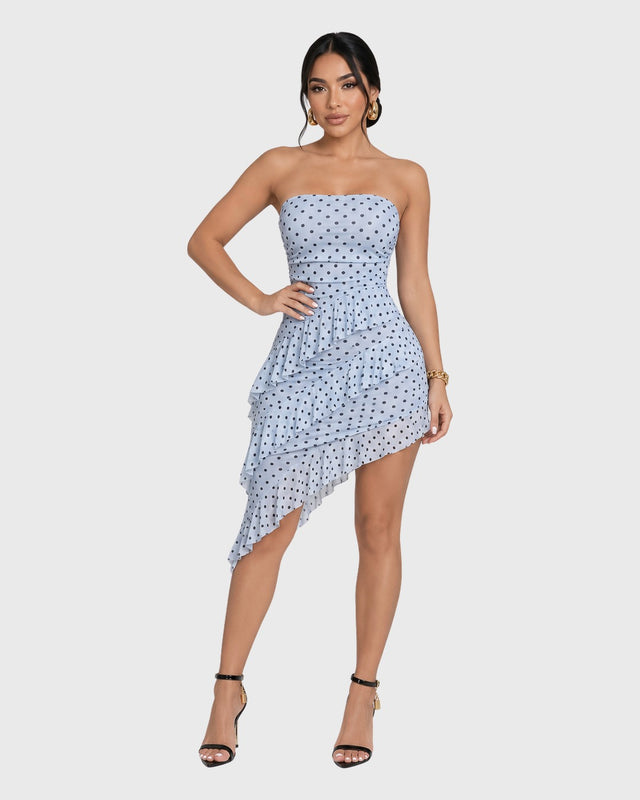 DOTTED CASCADE MINI DRESS - vista frontal