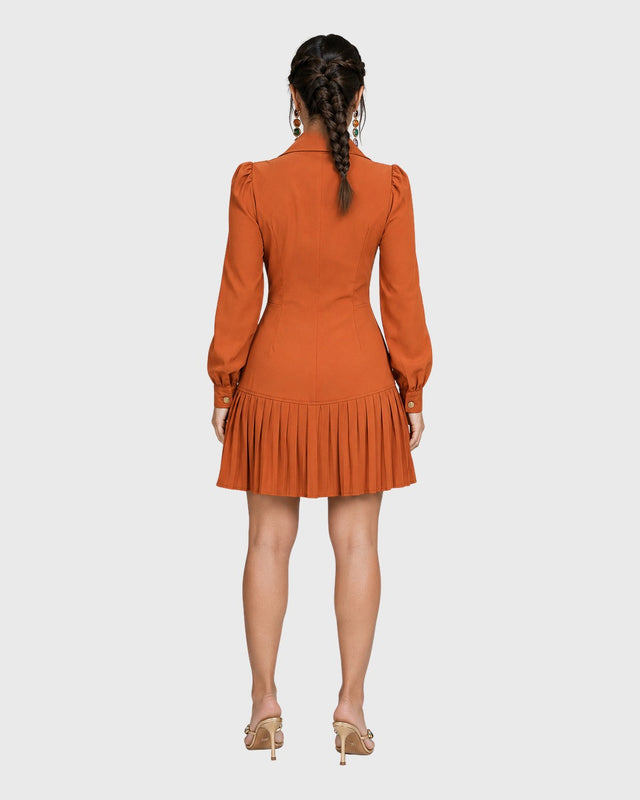 REGENCY BUTTON PLEAT MINI DRESS - vista posterior