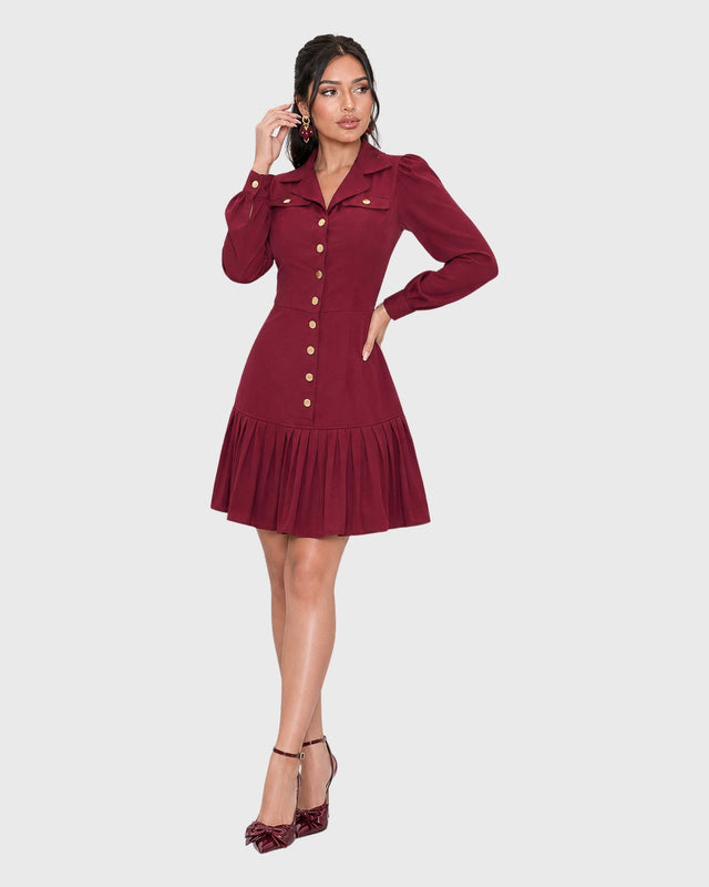 REGENCY BUTTON PLEAT MINI DRESS - vista frontal
