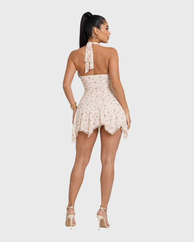 VANILLA MEADOW HALTER MINI DRESS - vista posterior