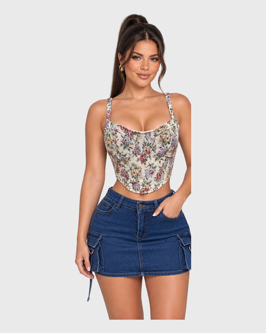 Rose Crop Top Floral Claro para mujer - vista frontal