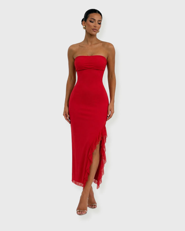 SCARLET SUNSET MINI DRESS - vista frontal