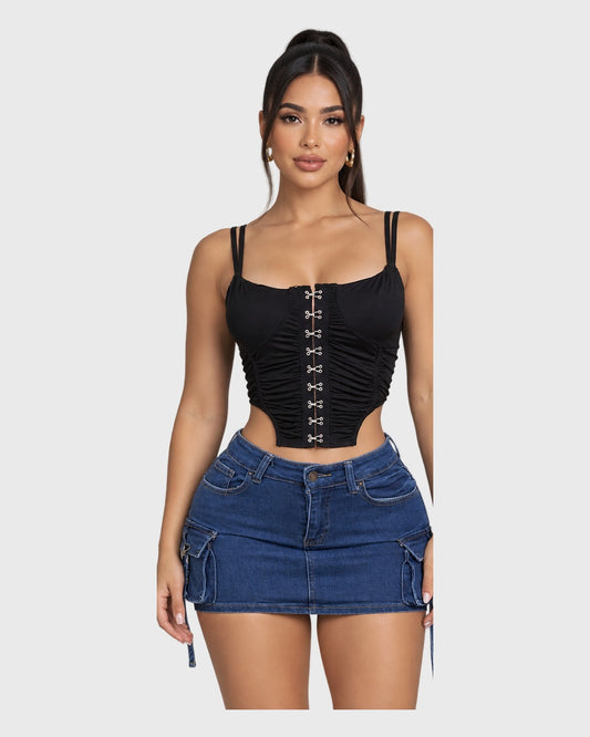 Perfectly Crop Top Negro para mujer - vista frontal