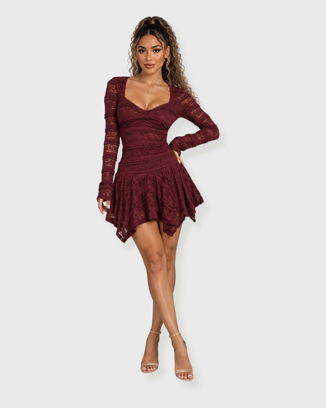 GARNET LACE MINI DRESS - vista frontal