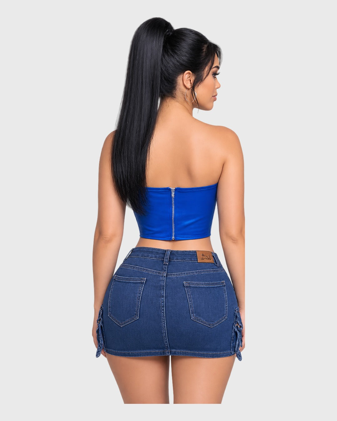Living In It Crop Top Azul para mujer - vista posterior