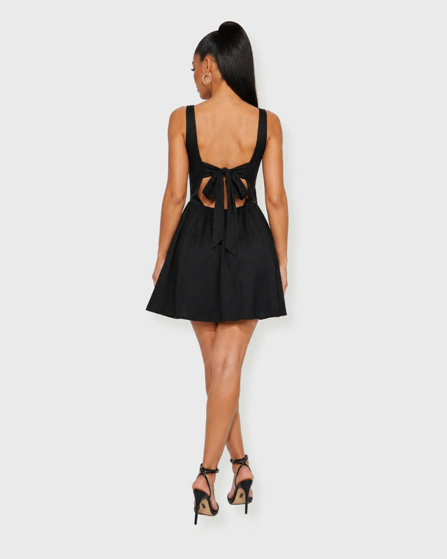 BLACK SWAN BOW-BACK MINI DRESS - vista posterior