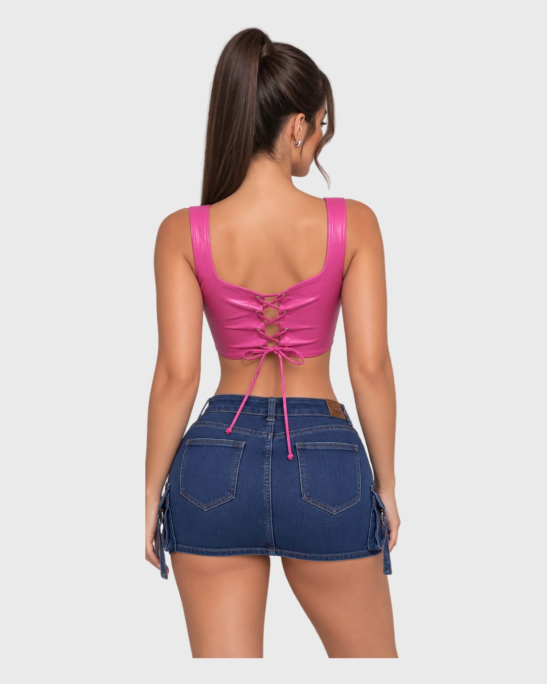 Zahara Crop Top Rosado para mujer - vista posterior