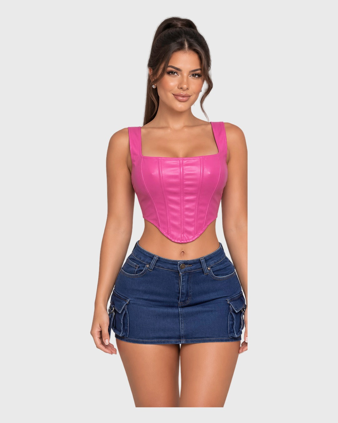 Zahara Crop Top Rosado para mujer - vista frontal