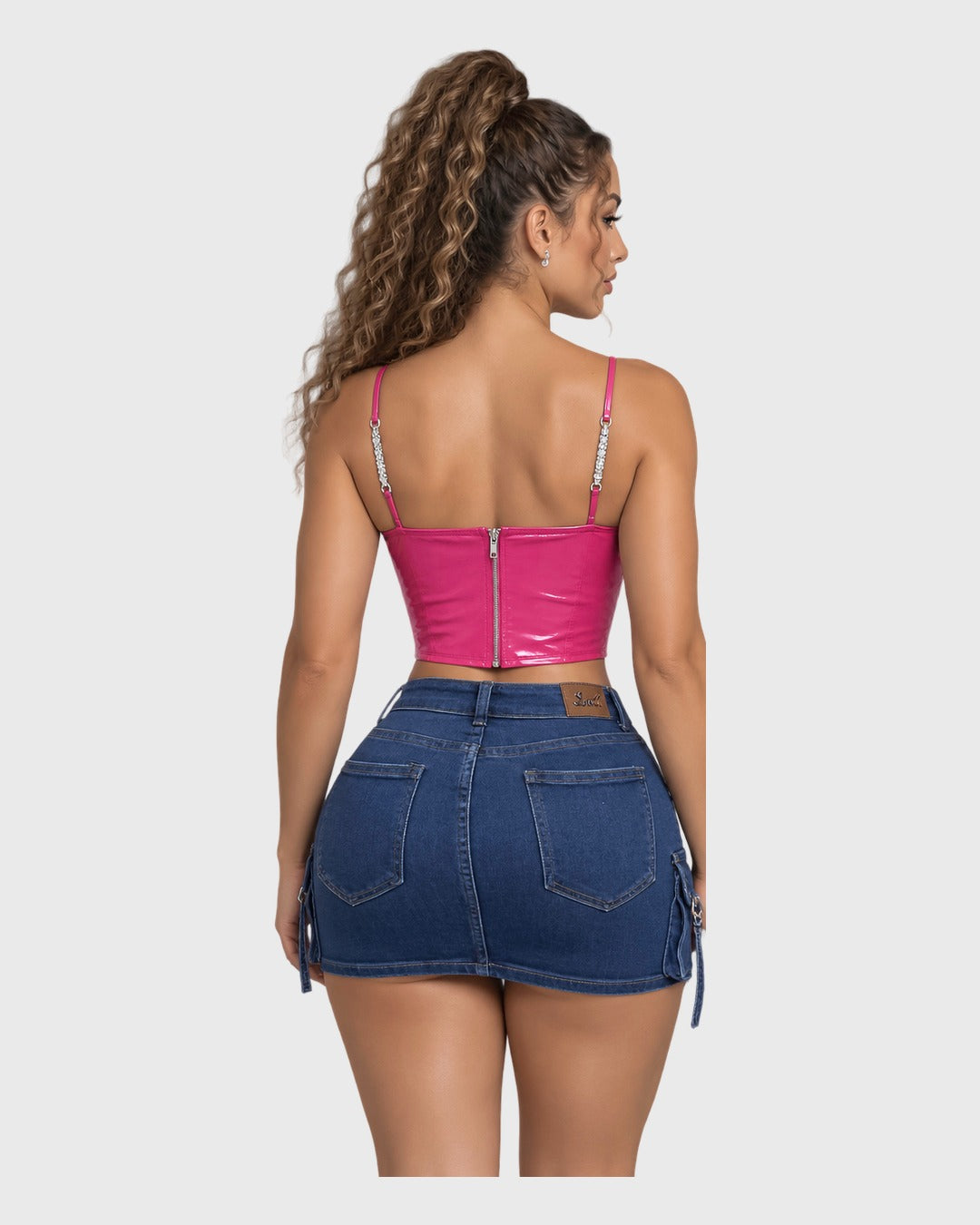 Vanessa Crop Top Fucsia para mujer - vista posterior
