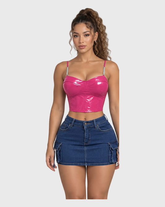 Vanessa Crop Top Fucsia para mujer - vista frontal