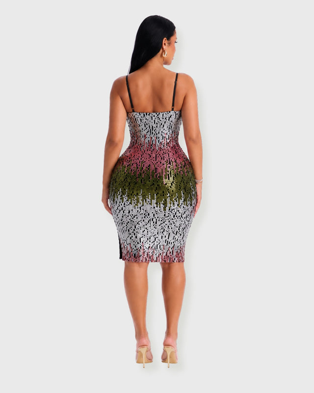 AURORA MOSAIC SEQUIN MINI DRESS - vista posterior