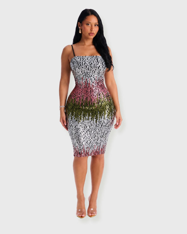 AURORA MOSAIC SEQUIN MINI DRESS - vista frontal