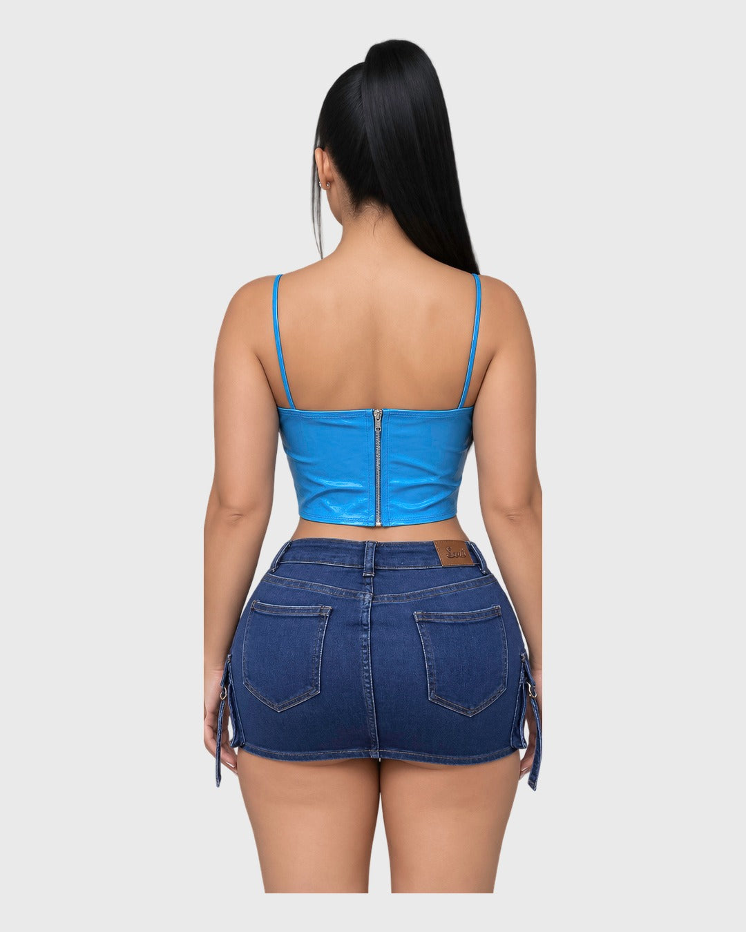 Vanessa Crop Top Azul para mujer - vista posterior