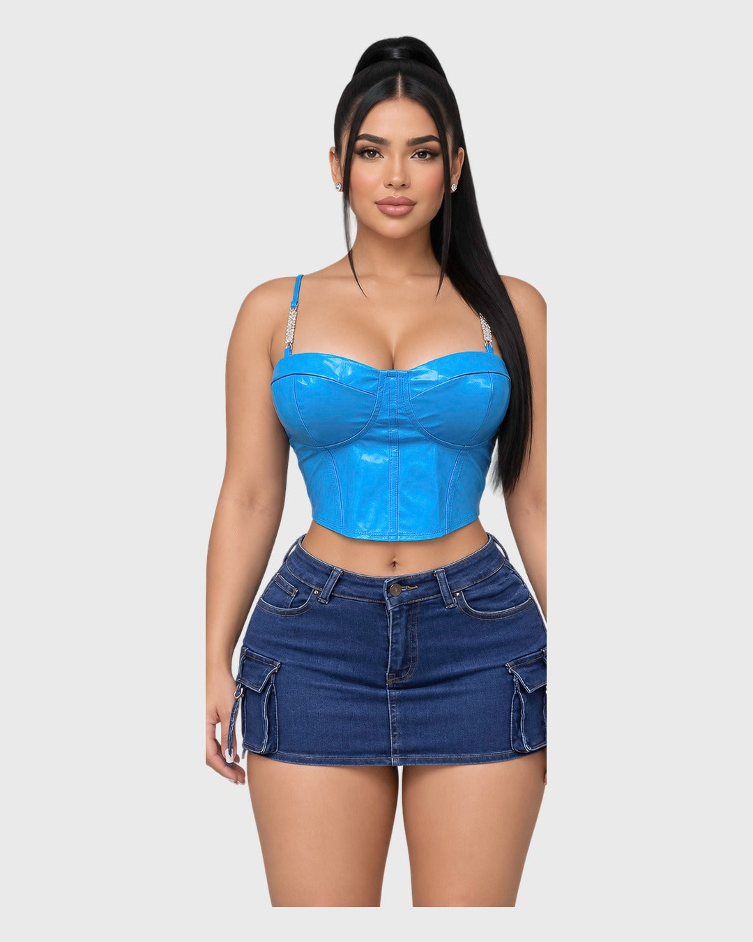 Vanessa Crop Top Azul para mujer - vista frontal