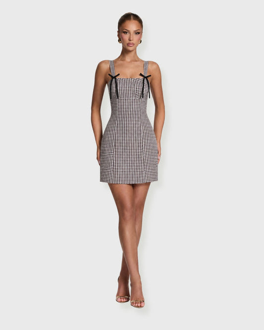 CLASSIC CHECK BOW MINI DRESS - vista frontal