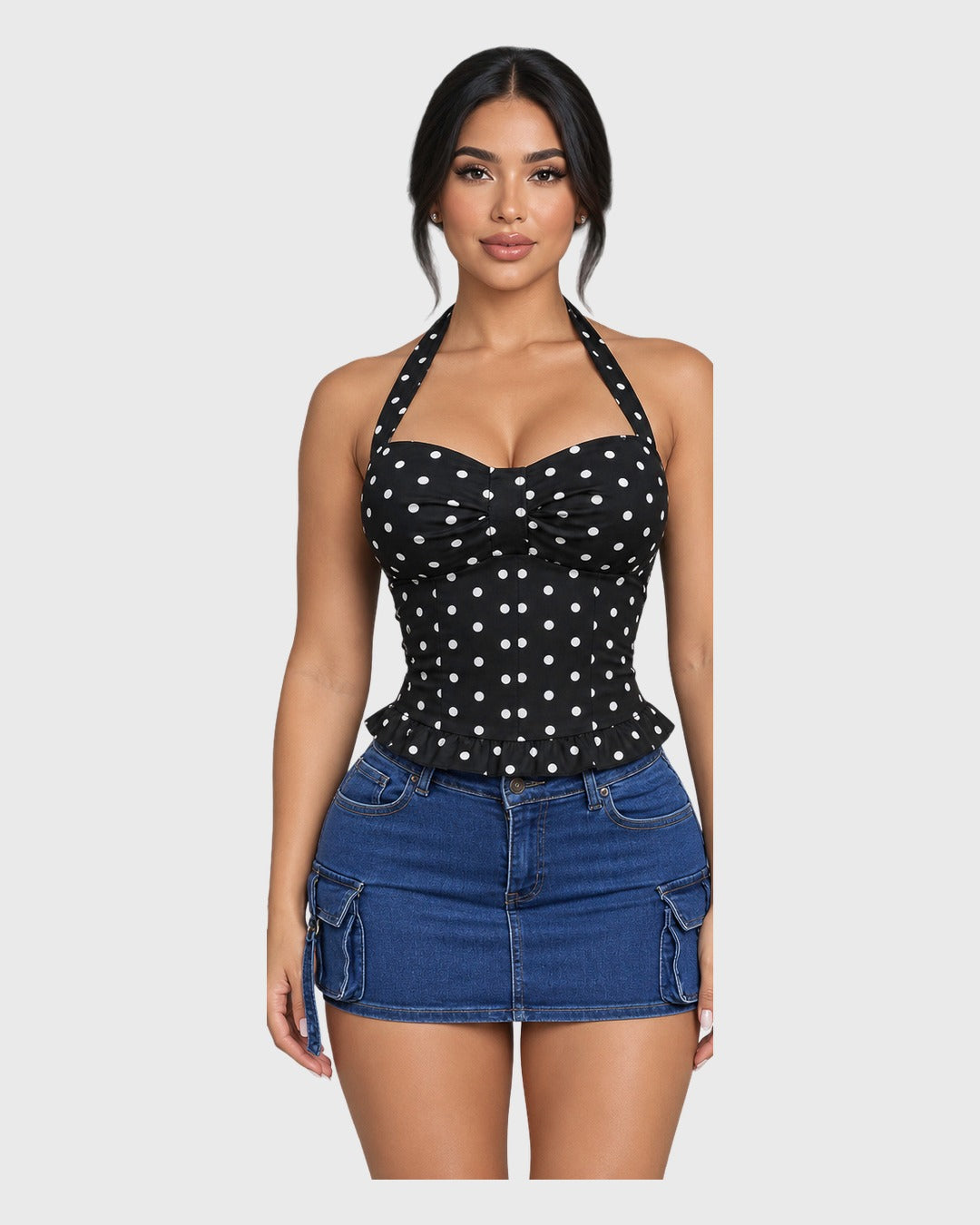 Polka Dots Top Negro para mujer - vista frontal