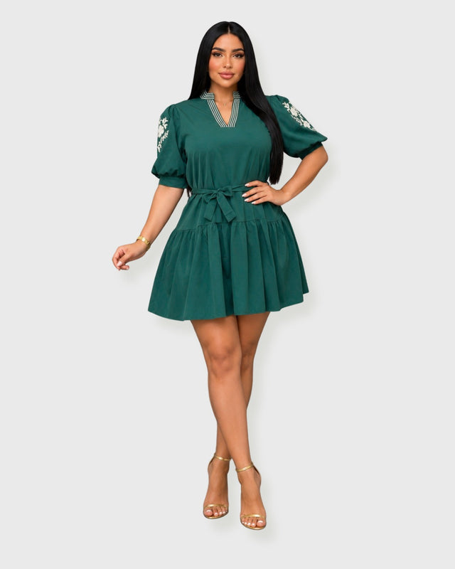 FOREST EMBROIDERED MINI DRESS - vista frontal