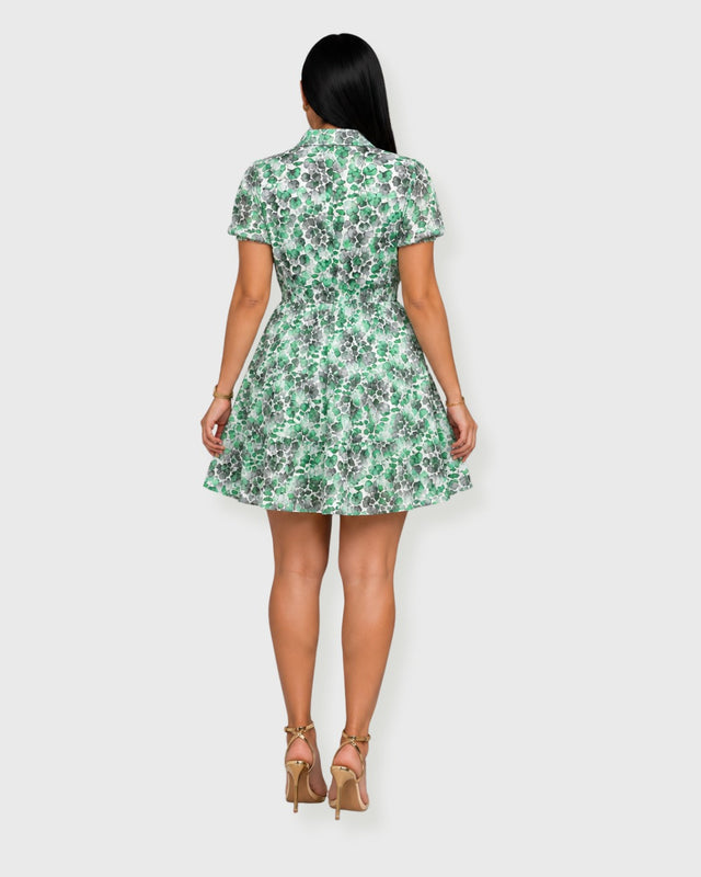 MINT BOTANICAL SHIRT MINI DRESS - vista posterior