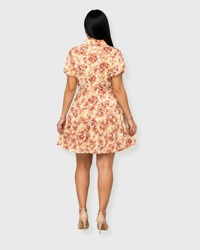AUTUMN PETALS SHIRT MINI DRESS - vista posterior