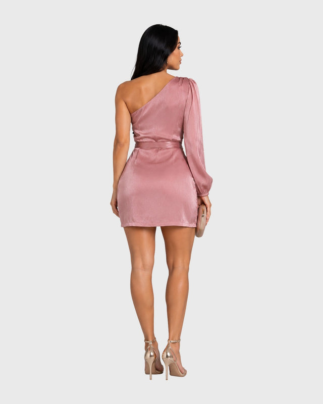 ROYAL SATIN WRAP MINI DRESS - vista posterior