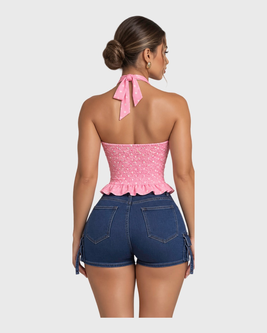 Polka Dots Top Rosado para mujer - vista posterior