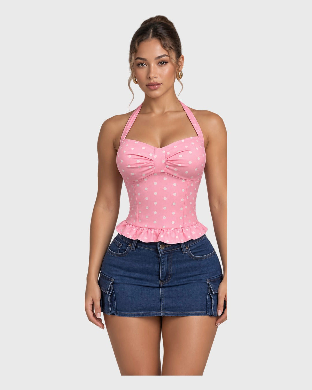 Polka Dots Top Rosado para mujer - vista frontal