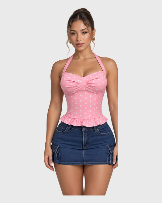 Polka Dots Top Rosado para mujer - vista frontal