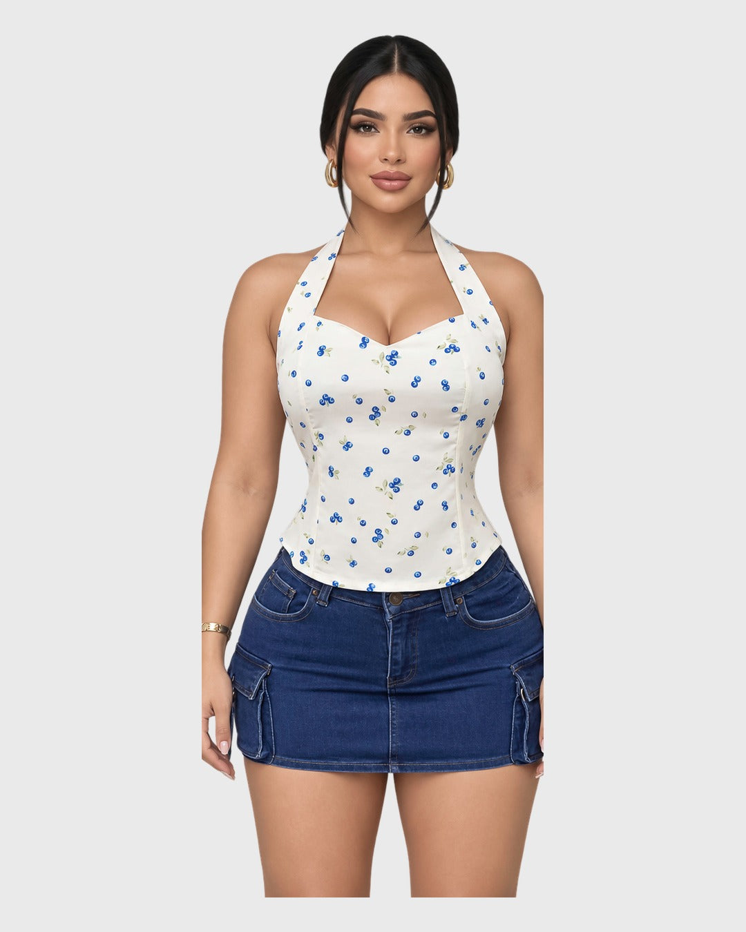 Blueberry Top Blanco para mujer - vista frontal