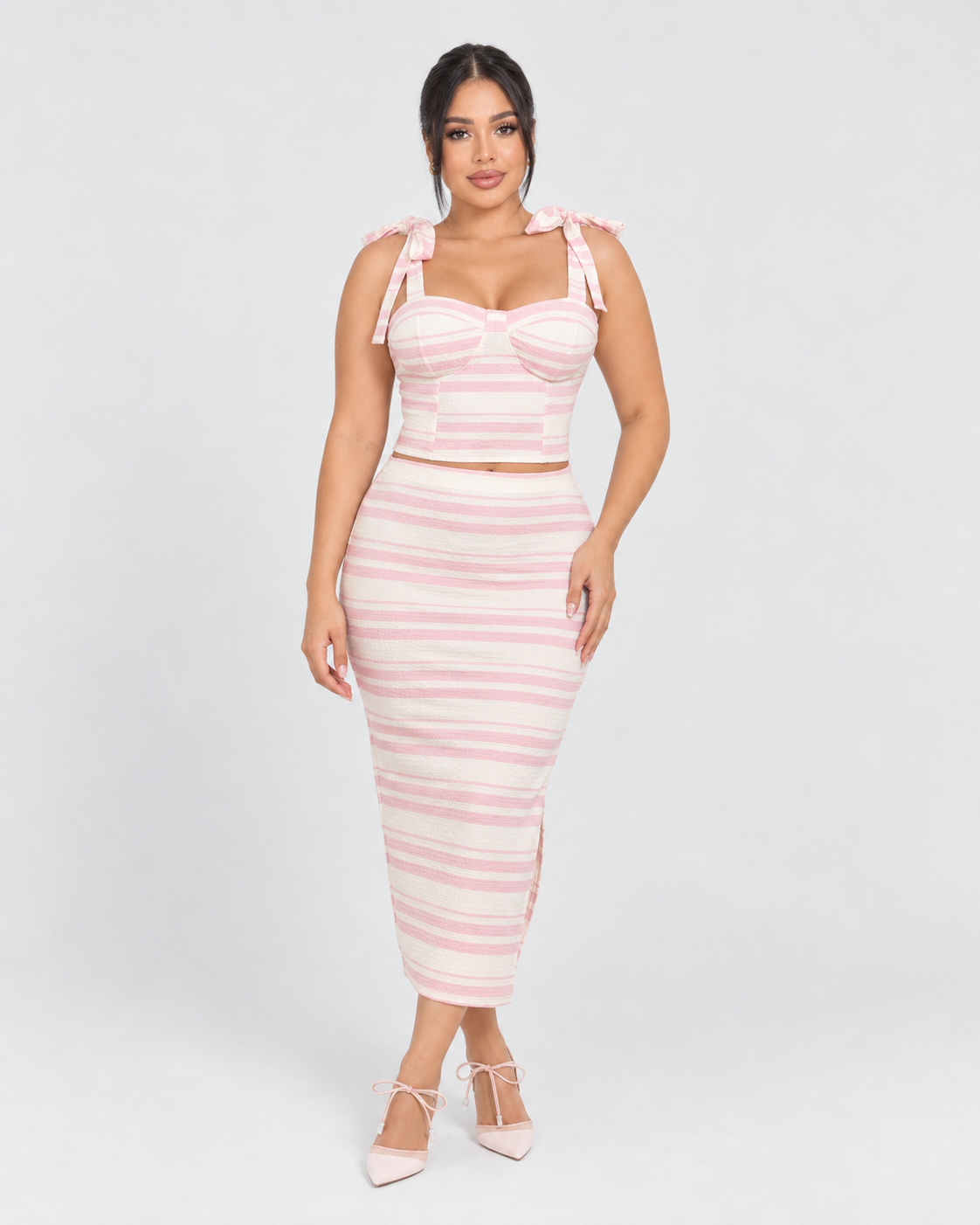 Conjunto Colette - Rosado y Blanco - vista frontal