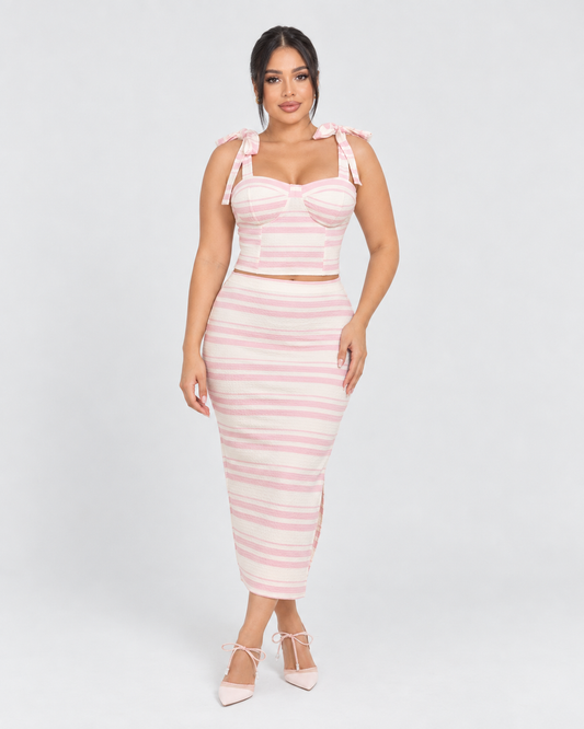 Conjunto Colette - Rosado y Blanco - vista frontal