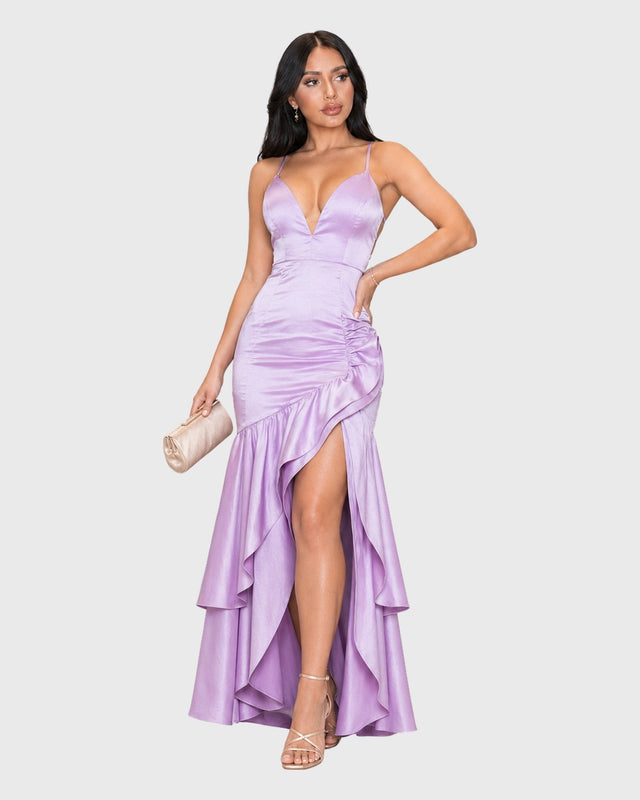 LAVENDER CASCADE MAXI DRESS - vista frontal