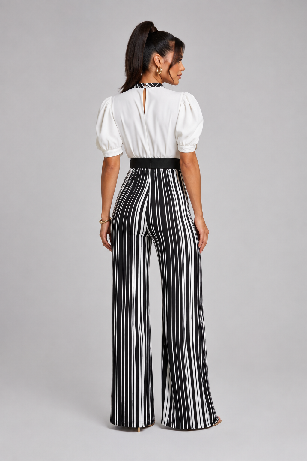 Jumpsuit Líneas - Blanco y Negro