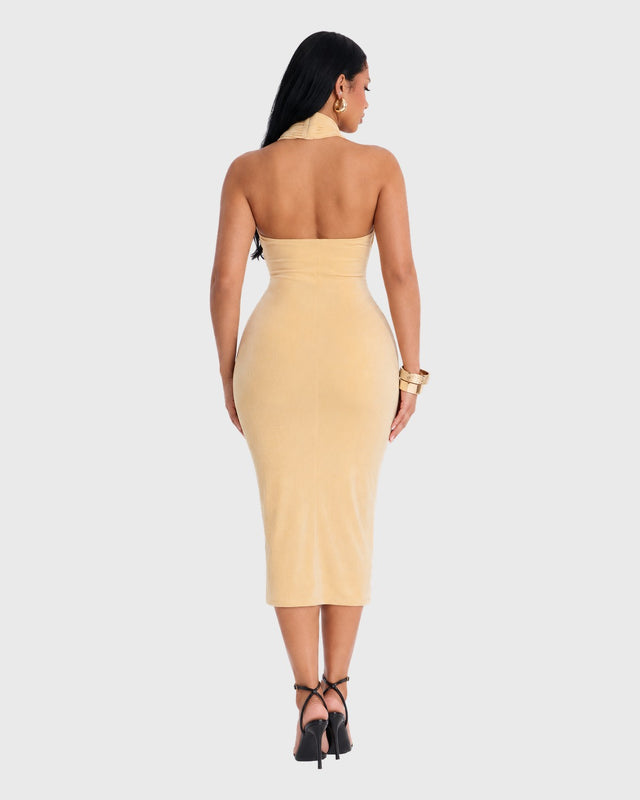 GOLDEN WHISPER MIDI DRESS - vista posterior